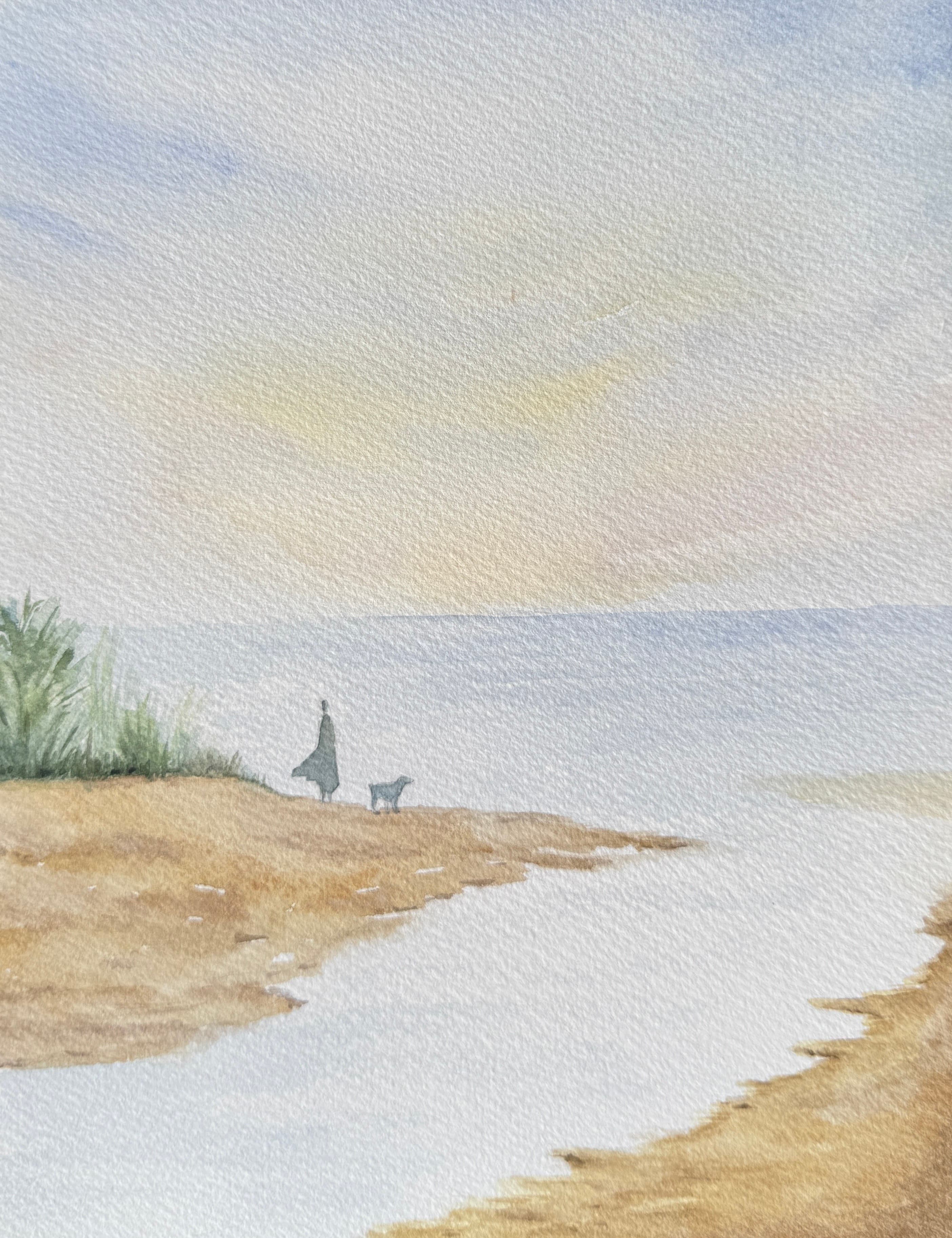 Watercolor shore scene
